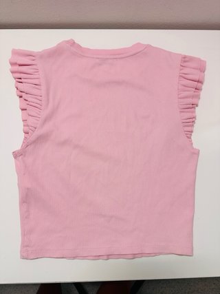 Top Zara volantes rosa chicle