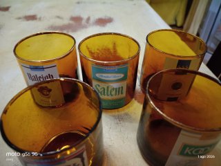 Lotto 5 Bicchieri Vintage Ambra Pubblicità Tabacco