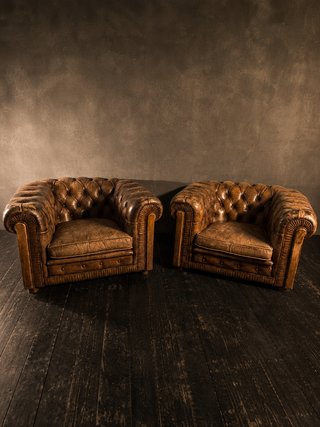 Conjunto Sofá y Butacas Chesterfield Piel