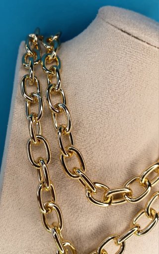 Collar eslabones doble capa. Maxieslabon central