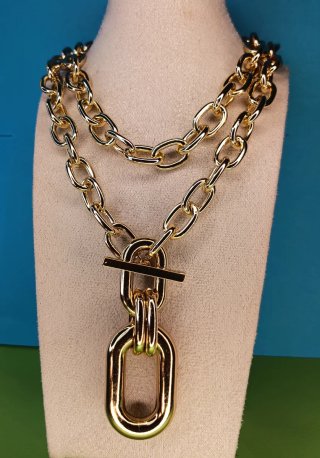 Collar eslabones doble capa. Maxieslabon central