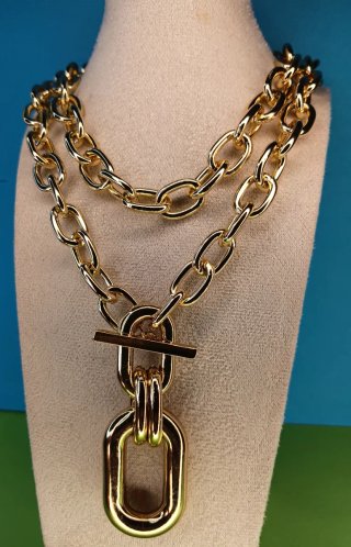 Collar eslabones doble capa. Maxieslabon central