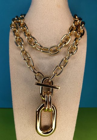 Collar eslabones doble capa. Maxieslabon central