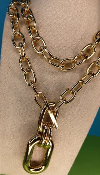 Collar eslabones doble capa. Maxieslabon central