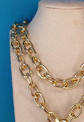 Collar eslabones doble capa. Maxieslabon central