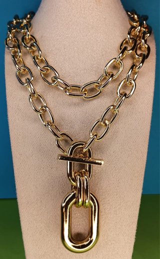 Collar eslabones doble capa. Maxieslabon central