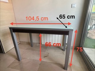 Mesa de cocina cristal y metal