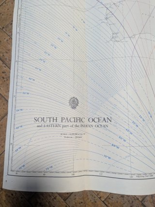 Carta náutica Pacífico Índico 1970 mapa navegación