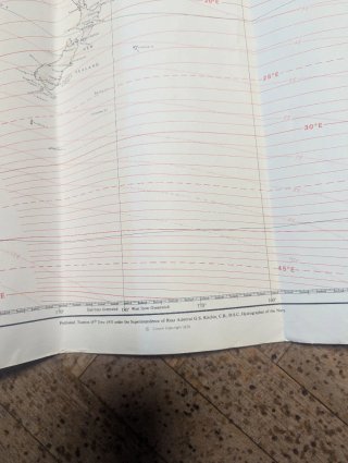 Carta náutica Pacífico Índico 1970 mapa navegación