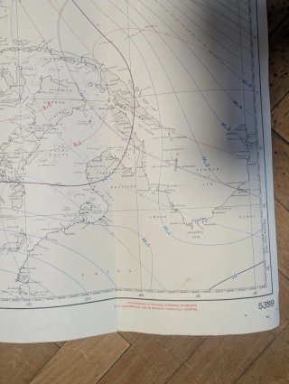 Carta náutica Pacífico Índico 1970 mapa navegación