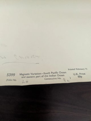 Carta náutica Pacífico Índico 1970 mapa navegación