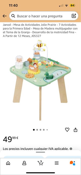 Mesa de actividades infantil de madera
