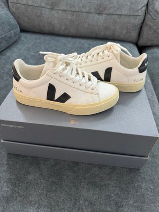 Veja Campo Leather Blanc/Black Mujer Talla 36