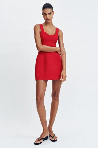 Vestido mini rojo XS 34 corsetero Zara corazón