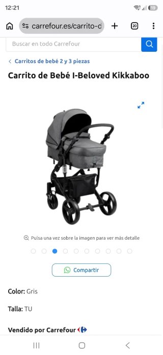 Carro Bebé Kikkaboo I-Beloved Gris