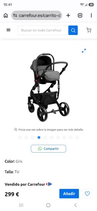 Carro Bebé Kikkaboo I-Beloved Gris