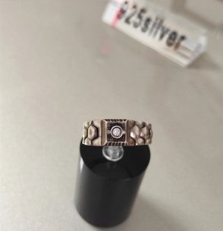 Anillo Plata 925 Hombre Piedra Blanca