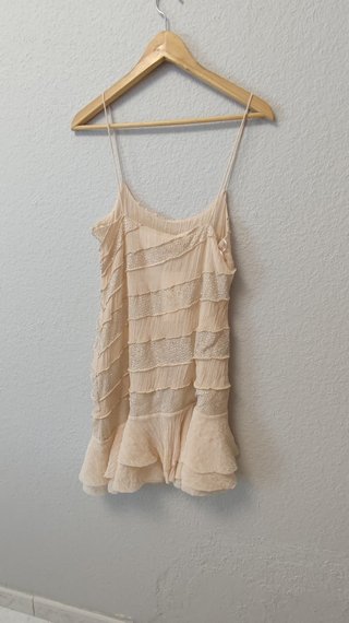 Vestido corto lencero ligero M 38 Zara brillante