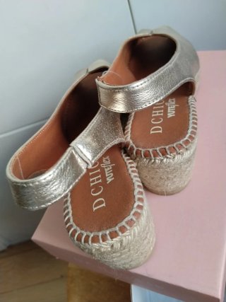 Sandalias Media cuña Piel