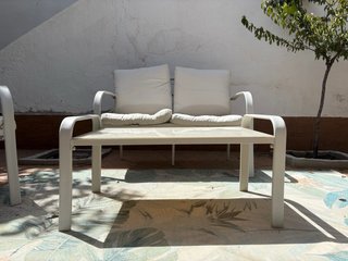 Conjunto Muebles Jardín Metal y Tela