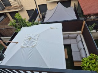 Parasol rectangular de aluminio + pesos incluidos