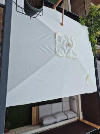 Parasol rectangular de aluminio + pesos incluidos