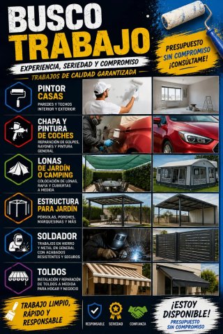 Trabajo soldador, chapa y pintura, limpieza  hogar
