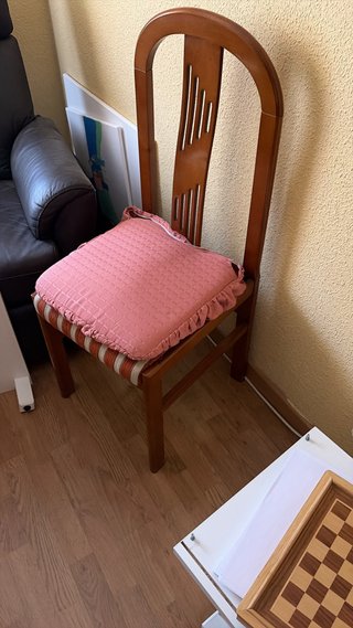 4 Sillas Comedor Madera Tapizado Rosa