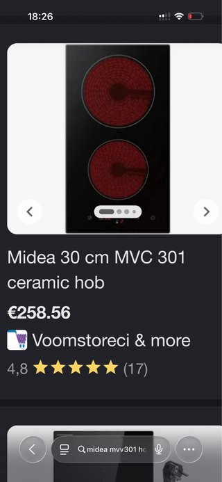 Placa vitrocerámica Midea 2 fuegos