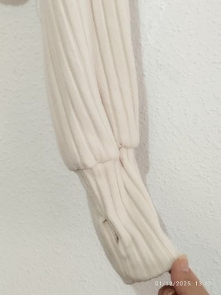 Jersey cuello alto beige mujer talla única