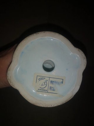 Jarrón porcelana Manises, zul cobalto, Oro Vintage