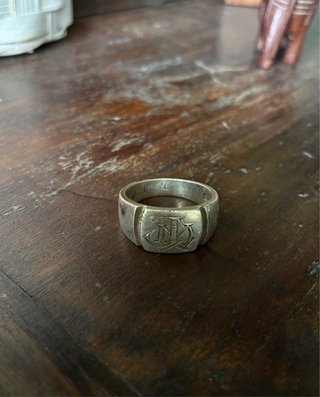 Anillo / Sello de Plata de Ley 925 Grabado Vintage