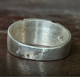 Anillo / Sello de Plata de Ley 925 Grabado Vintage