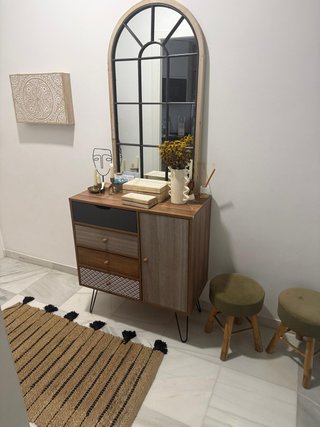 Cajonera Aparador Boho Madera y Negro