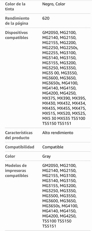 Tinta Impresora 540XL 541XL Color Compatible Canon