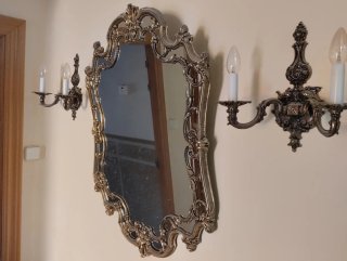 Mueble recibidor madera y mármol