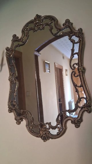 Mueble recibidor madera y mármol