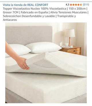 Topper Colchón 1.50x2. Topper Viscoelastico Nucleo