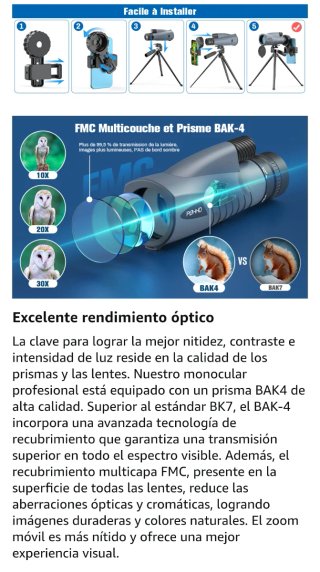 Telescopio Monocular Zoom HD 10-30x55