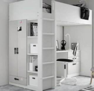 Habitación juvenil litera con escritorio