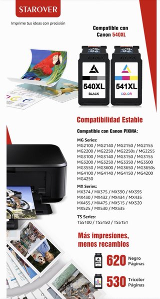 Tinta Impresora 540XL 541XL Color Compatible Canon