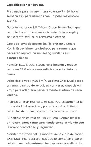 Cinta de correr ZX11 Dual BH Fitness negra