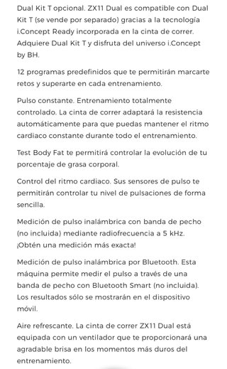 Cinta de correr ZX11 Dual BH Fitness negra