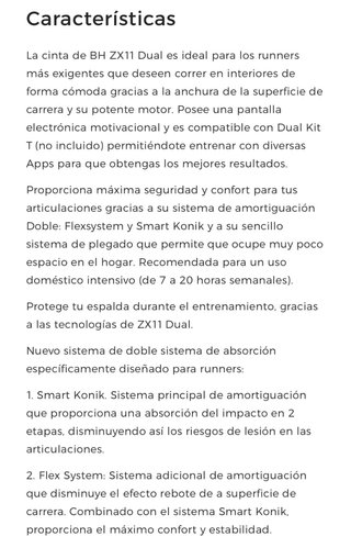 Cinta de correr ZX11 Dual BH Fitness negra