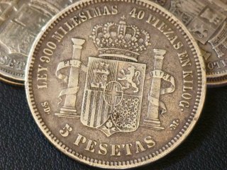 Moneda 5 Pesetas Plata 1871 Amadeo I BC