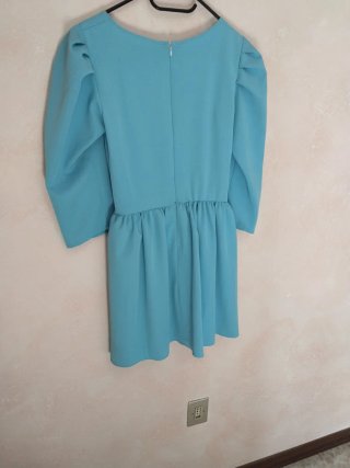 Vestito corto celeste artigianale