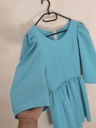 Vestito corto celeste artigianale
