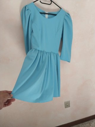 Vestito corto celeste artigianale