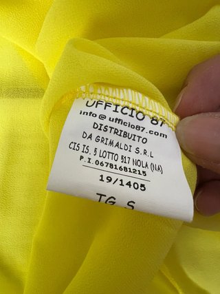 Blusa Top Giallo Fluo Volant Chiffon Donna S