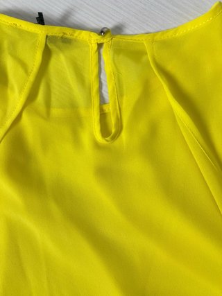 Blusa Top Giallo Fluo Volant Chiffon Donna S